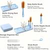 Portable Baby Bottle Brush Kit Premium Silicone Bottle Cleaner Brush, Nipple Brush, Straw Brush, Soap Dispenser, Bottle Drying Rack, and a Storage