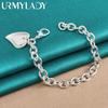 925 Sterling Silver Double Heart Pendant Bracelet For Women Wedding Engagement Fashion Jewelry
