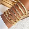 7 Pcs/Set Chunky Metal Design Bracelets Versatile Heart Prints Bracelets Gold Color Bracelets  Gifts