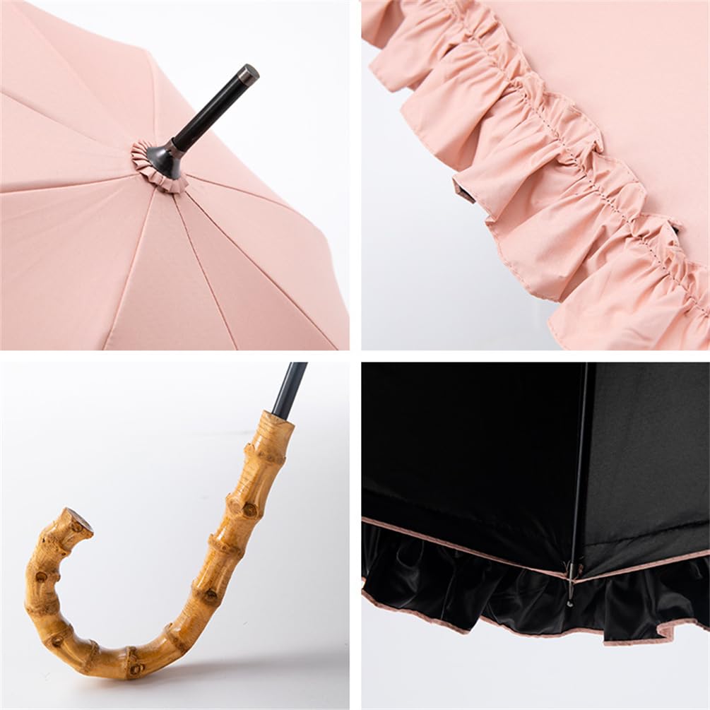 Sun UV Long Sun and Rain Frilled Manual 8 Sun Easy to Carry [LINSHIN] Women's Umbrella, Protection, Umbrella, Umbrella, Water-Repellent, Lightweight,