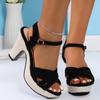 Fashion Women High Heel Sandals Summer New Fish Mouth Sandal Fashion Thick Heel Thick Bottom Sandals for Women Casual High-heeled Sandal