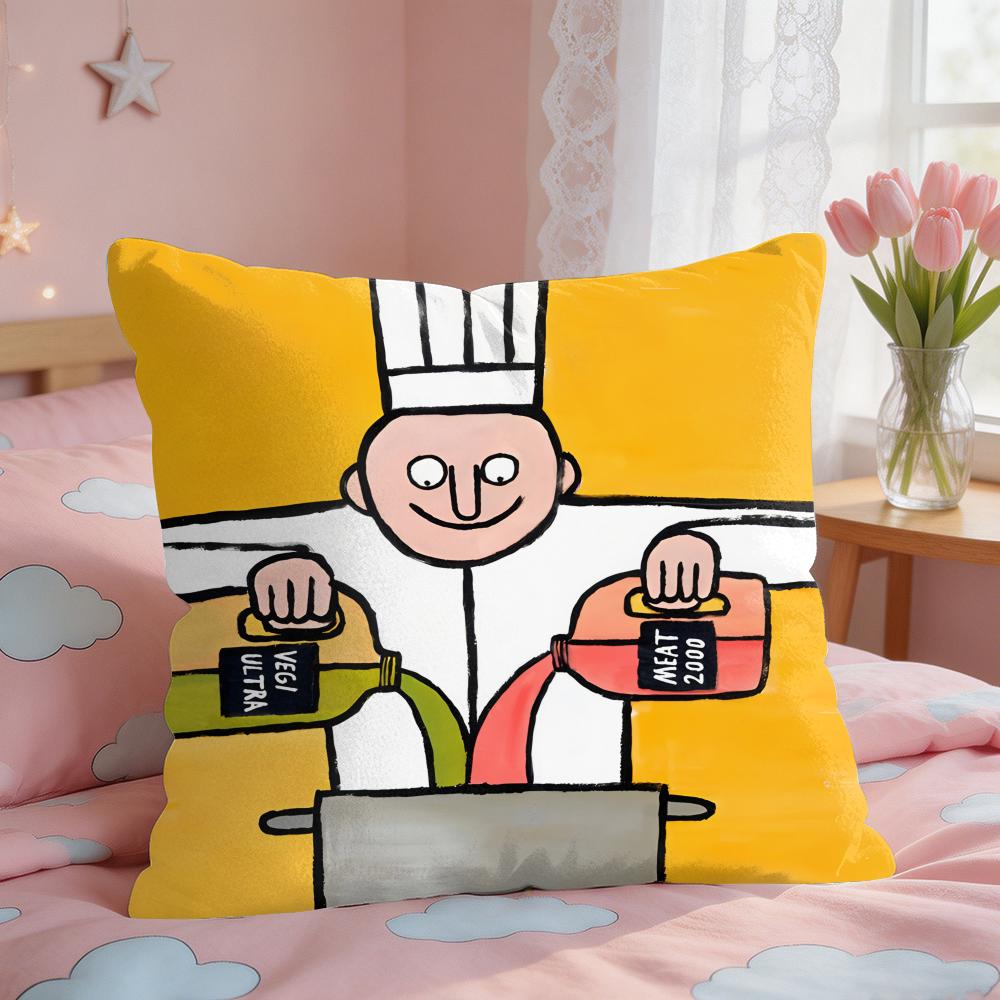 Aesthetic Art JJeanJullien Cushion Cover Square Short Plush Pillow Case Living Room Sofa Home Decor Funda X