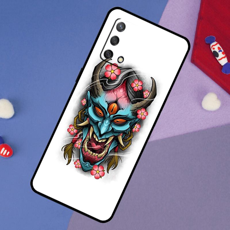 Japanese Oni Hannya Demon Mask Case For OPPO A98 A78 A58 A18 A96 A76 A16 A15 A17 A77 A5 A9 A74 A94 A52 A72 A53S A54S A57S