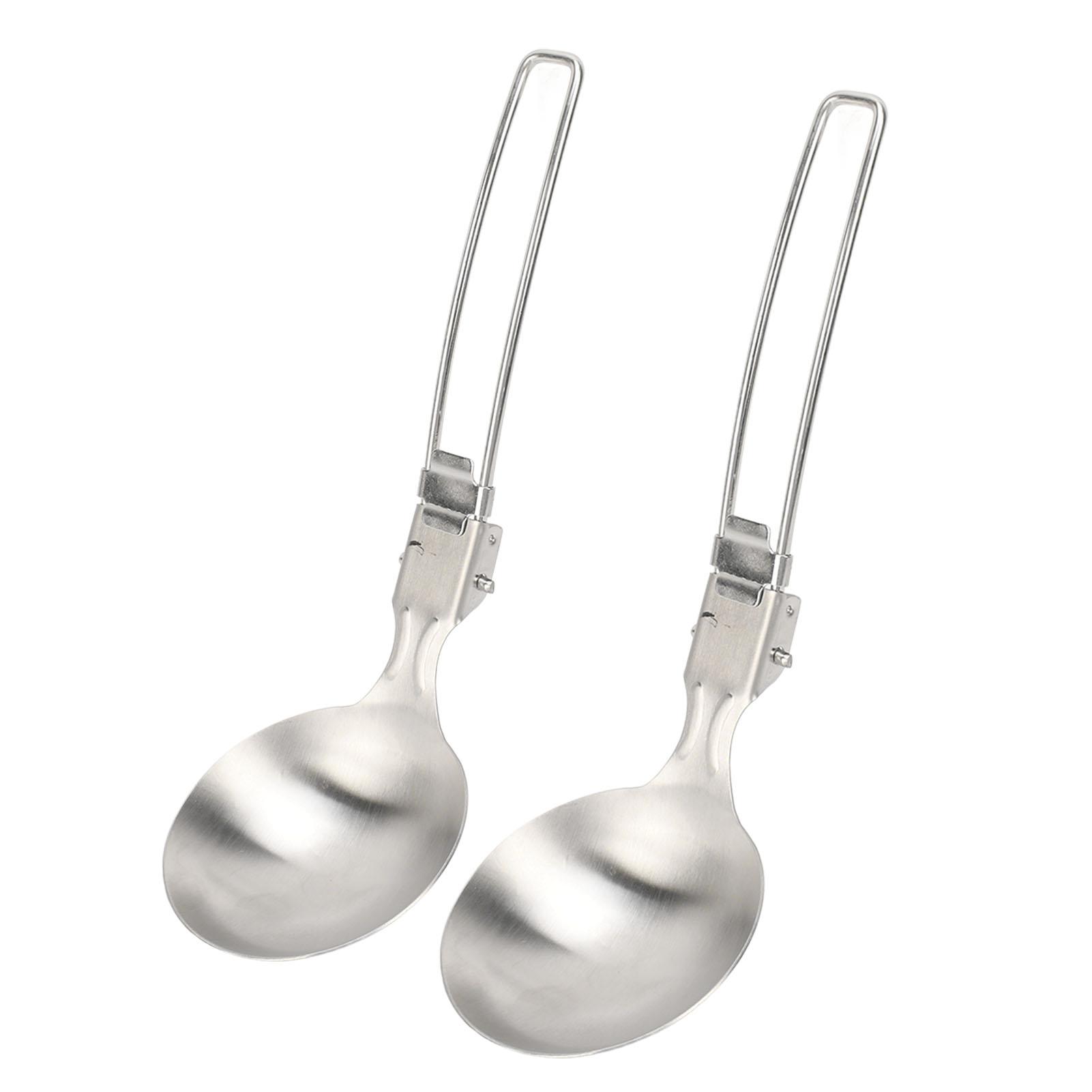 

2 шт. Складная ложка 304 нержавеющая сталь термостойкая нержавеющая ложка портативная уличная ложка для кемпинга велоспорта пешего туризма