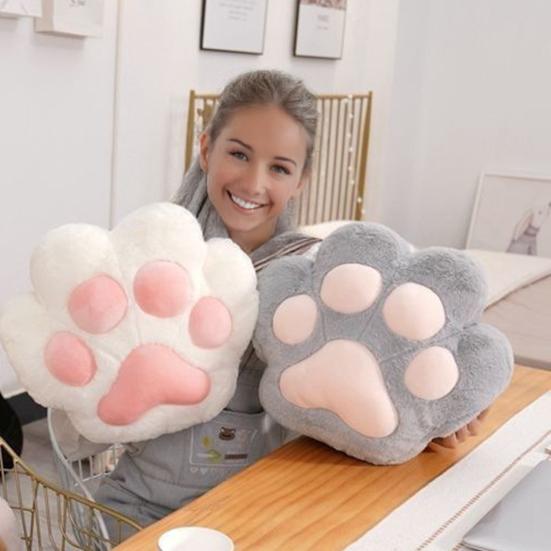 Poduszka Łapka Kota z Kieszeniami na Ręce Pluszowa Poduszka w Kształcie Łapy Miękka Poduszka Dekoracyjna do Domu Sypialni Salonu Sofa Kanapa