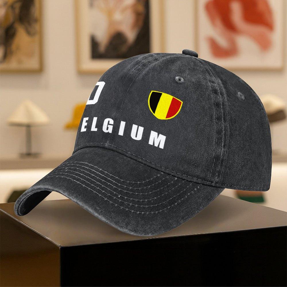 Belgian Flag Baseball Cap with Belgium Emblem Dutch Text Adjustable Snapback Trucker Hat for Flanders Wallonia Pride