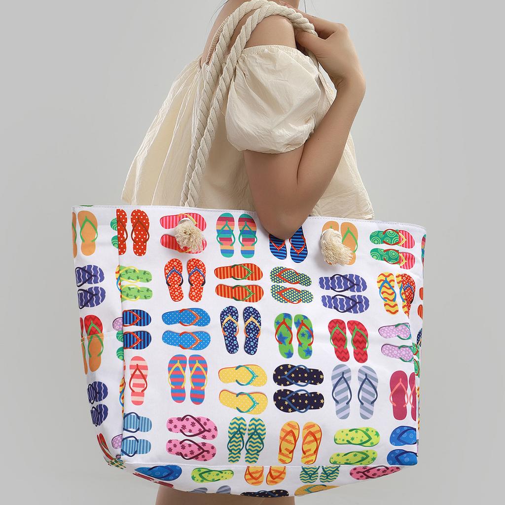 New printed beach bag large-capacity casual shoulder handbag simple and fashionable summer travel tote bag