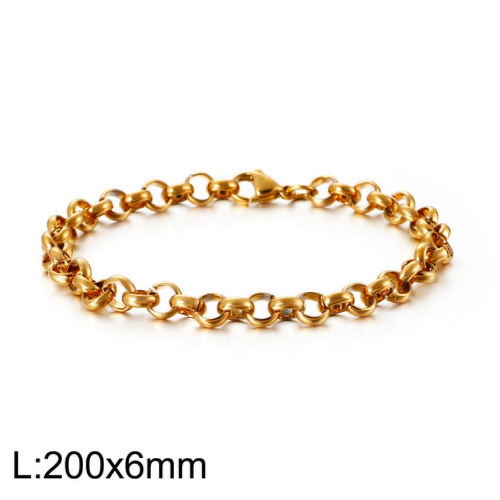 O-shaped Round Stainless Steel Bracelet Men and Women Punk Style Chain
