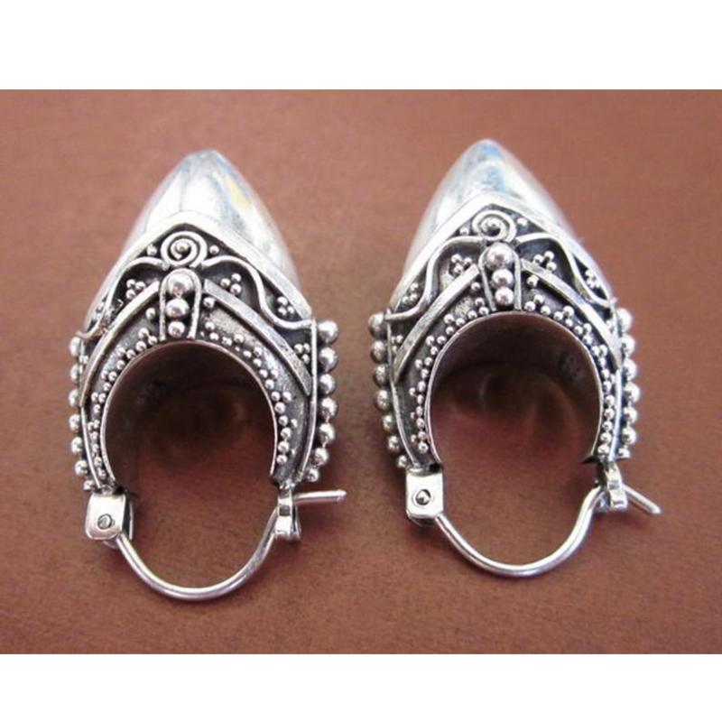 Creative Personality Silver Color Engraving Pattern Women's Drop Earrings Trendy Metal Handmade Dangle Earrings