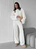 Knitted Long-sleeved Wide-leg Trousers Set, European, American Autumn and Winter New Zipper Jacket Trousers Casual Suit