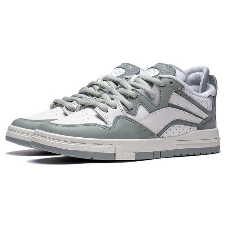 Li Ning Wave PRO Slip Resistant Cushioning Abrasion Resistant Support Low Top Skateboard Shoes Women's Gray White AECT036-1