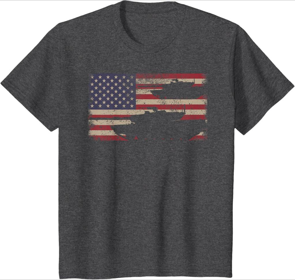 M1 Abrams Battle Tank USA American Flag Design 100 Cotton Summer Short Sleeve Oneck Casual Printed Mens Tshirt