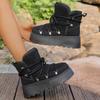 Autumn and winter new thickened medium tube short tube thermal boots large size thick bottom cross strap snow boots