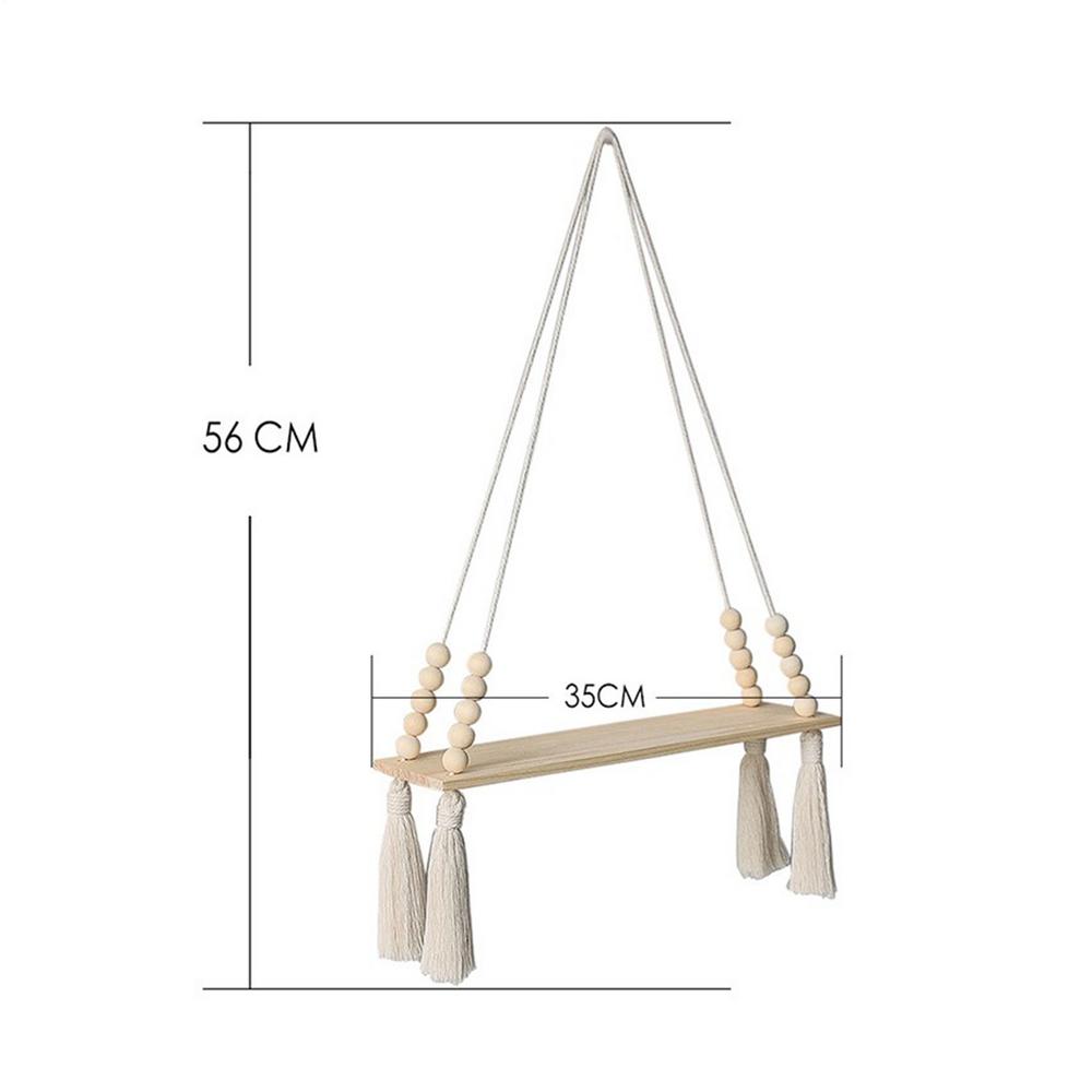Bohemian Style Decor Wooden White Shelves With String Nordics Display Shelves Wall Mounted Tapestry Shelf Storage Organizer