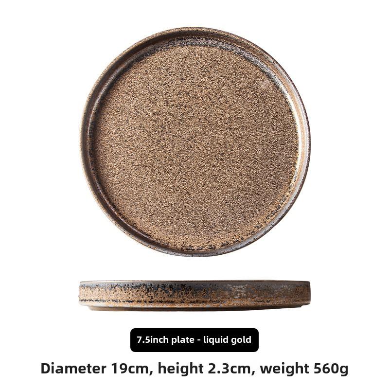 Ceramic Household Dish Ceramic Dumpling Plate Ins High Appearance Level Western Plate Japanese Round Tray