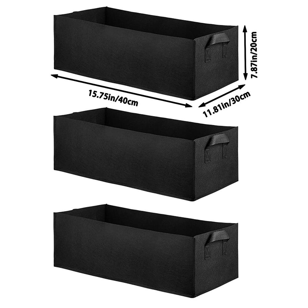 2/3 buc Sac de Cultivare din Feutru Dreptunghiular Strat de Grădină Jardiniere de Flori Plante Legume Ghiveci de Pepinieră Container de Plantare