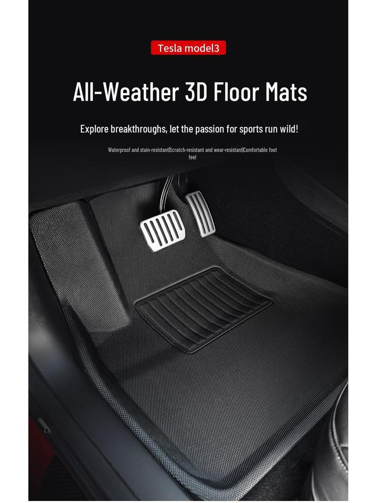 Non-Slip XPE TPE Floor Mats & Trunk Mat for Tesla Model 3/Y, Left & Right-Hand Drive, with Backrest & Foot Pads