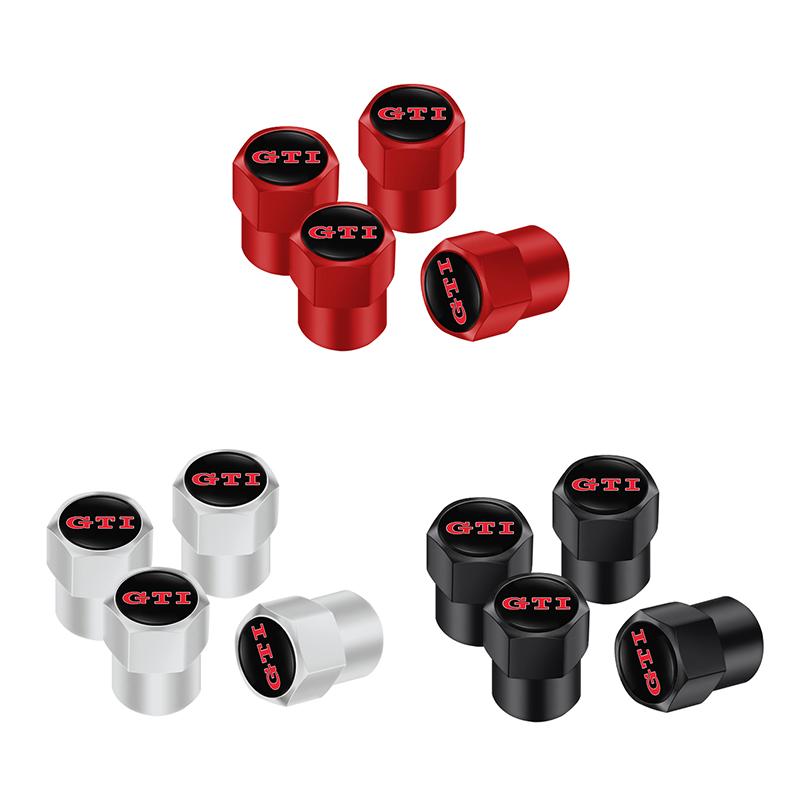 For Volkswagen 4Pcs 3D Styling Car Wheel Tire Valve Caps Stem Cap Accessories For Volkswagen VW Amarok Phaeton R Teramont Tiguan T-Cross Passat EM1