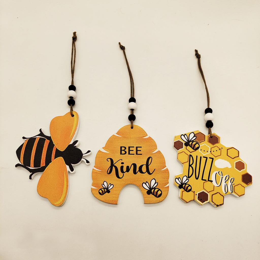 Bee Sign Decor Art Wood Bees Cutout Crafts Cute Bee Honey Bee Day Wall Tree Hanging Ornaments