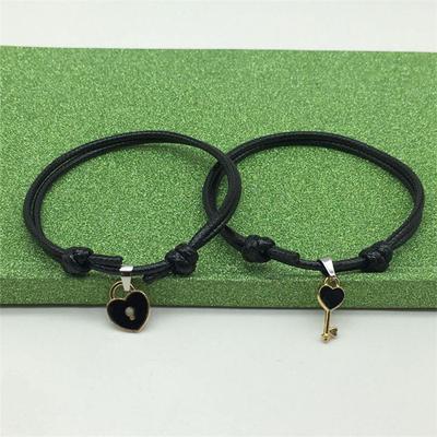 2Pcs/Set  Couple Bracelets Black Rope Star Heart Pendant Bracelet For Women Men Lovers Paired Bracelets Jewelry Gifts
