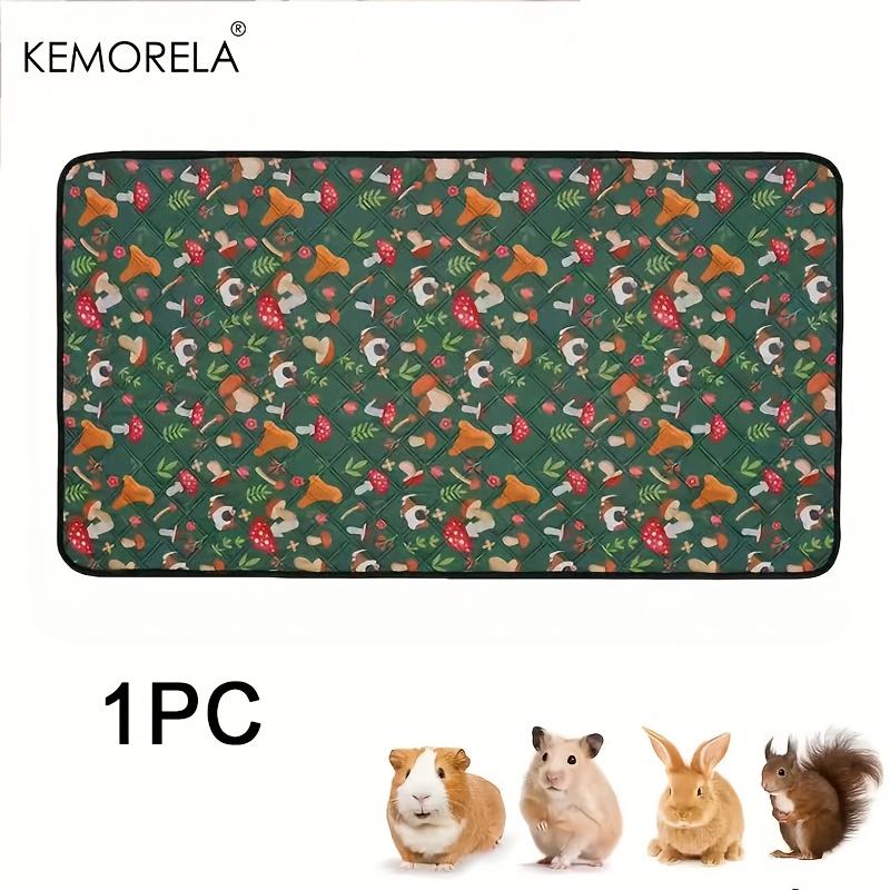 1PCS Green Mushroom Patterned Liners for Guinea Pig Cages - Washable Reusable Highly Absorbent Suitable for Rabbits Hamsters