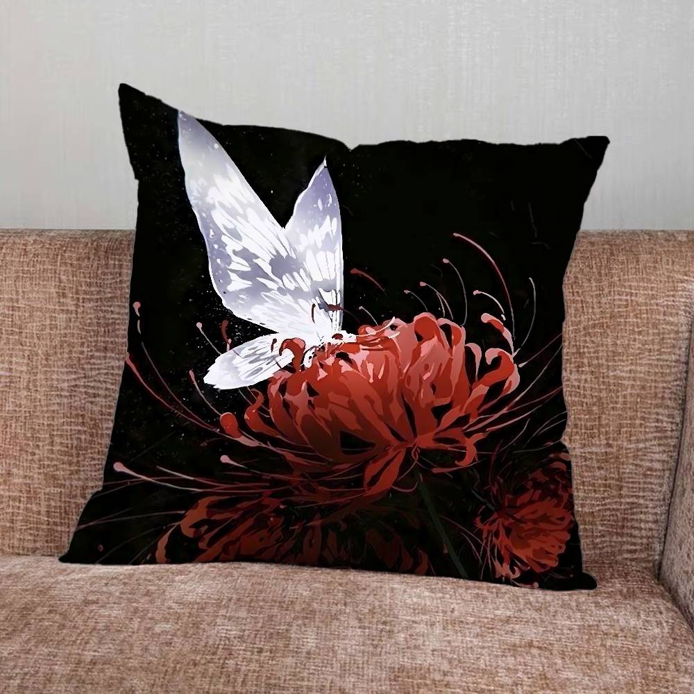 Spider Lily Pillow Case For Home Bedroom Car Office Decoration Living Room Sofa Cushion Cover Suitable