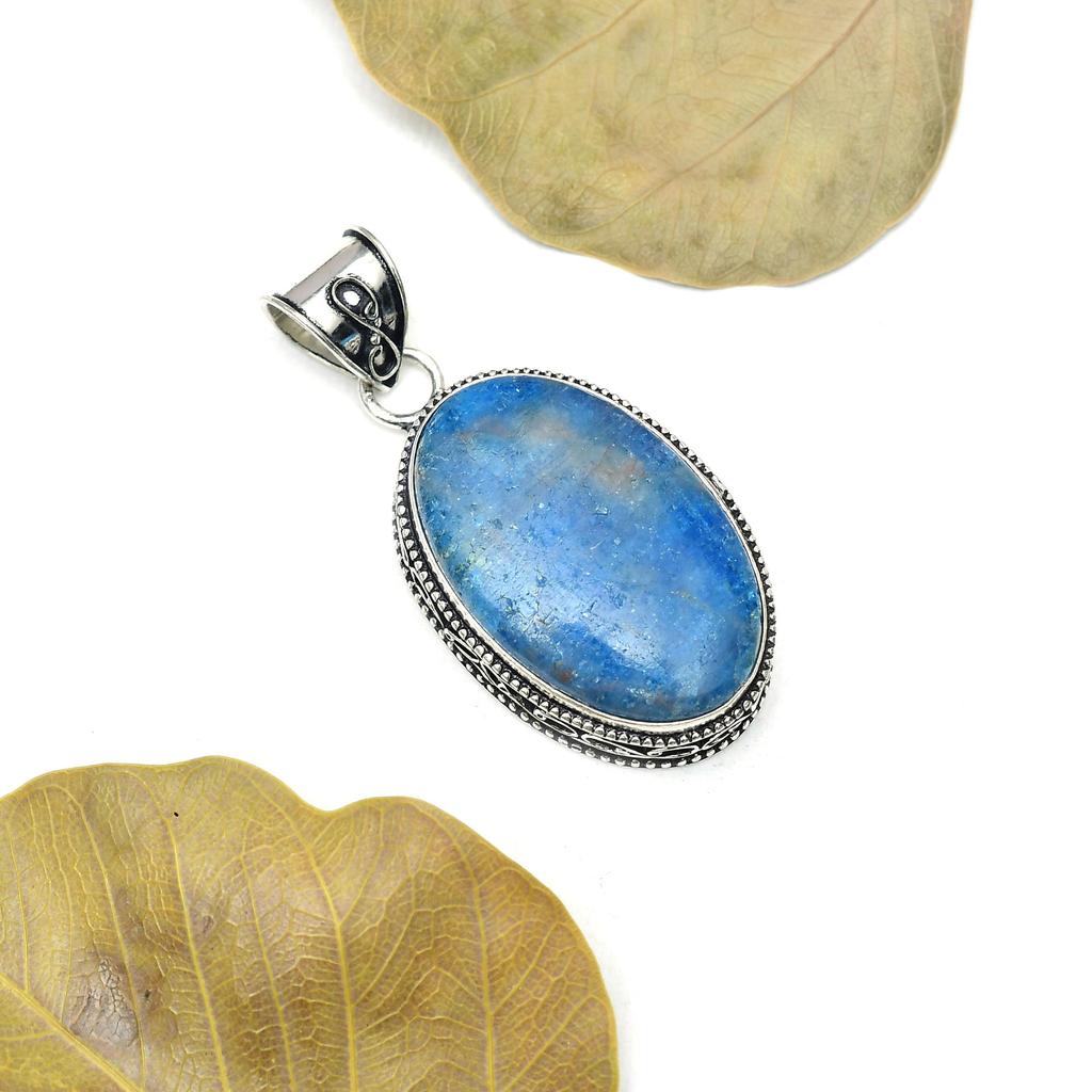 Neon Apatite Gemstone Pendant: 925 Sterling Silver Handmade Pendant Necklace Jewelry