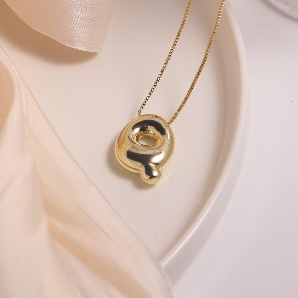 Glossy Alphabet Bubble Pendant Necklace