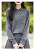 Spring/Summer 2026 Women's 100% Wool Polo Neck Long Sleeve Knit Cardigan Jacket with Colorful Buttons