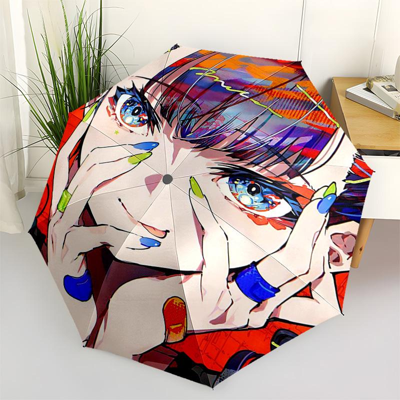 

1pc Outdoor Umbrella with Anime Character Design - Automatic Opening/Closing, Portable 3-Fold Design, 8-Rib Iron Frame - Perfect Gift for Fans, T