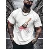 European Sizes Men'S Casual T-Shirt with Paint Brush Drip Graphic | Street Style Fashion, Regular Fit, Crew Neck, Short Sleeve