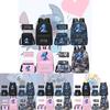 Stylish Black Stitch Backpack Set With Versatile Shoulder Bag And Pencil Case For School