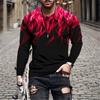 Retro Flame Series 3D Print Summer Men's O-Neck T-shirt Casual Long Sleeve T-Shirt Oversized Pullover Fashion Trend Men Clothing