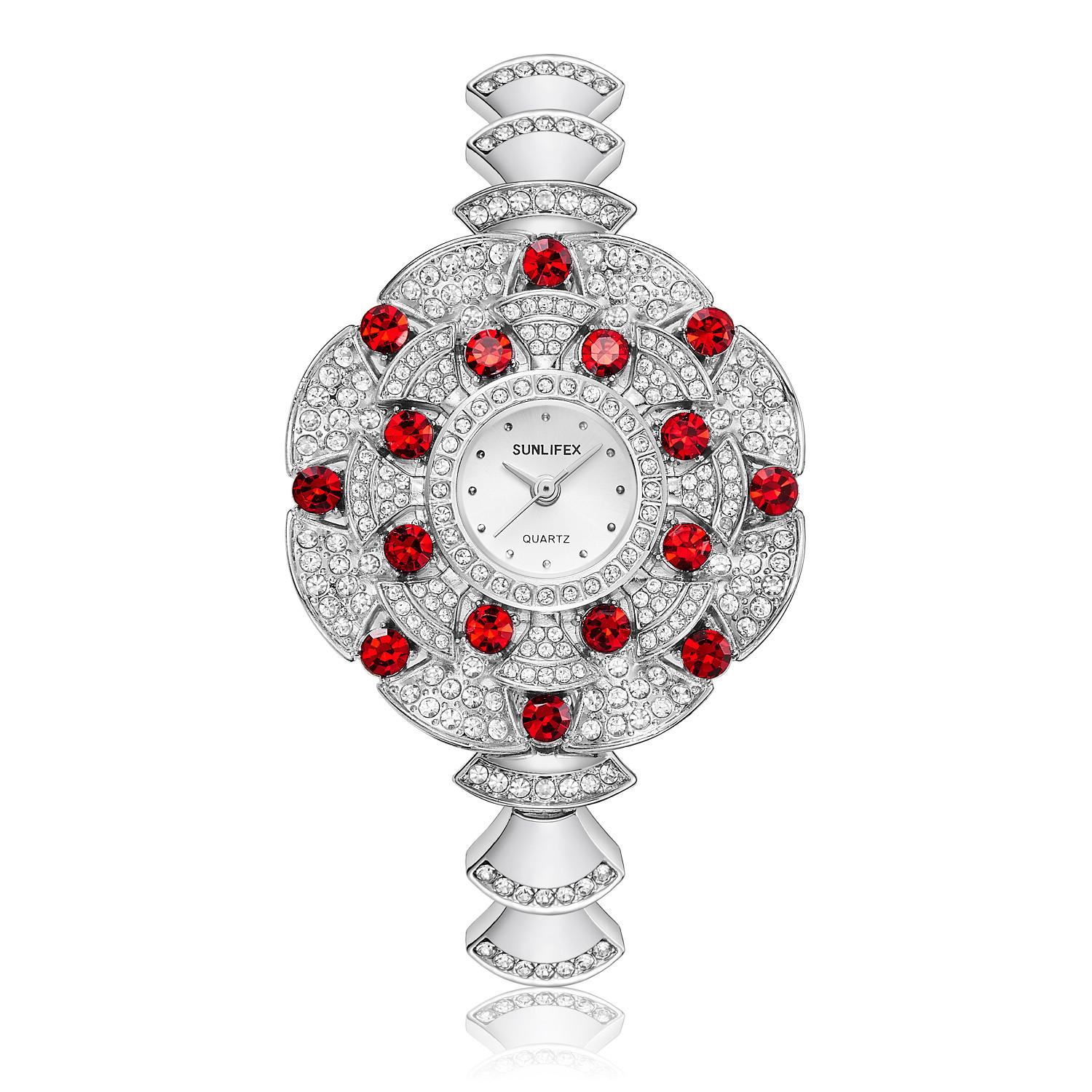 Watch Fashion Decoration Exquisite Bracelet Women S Watch Diamond High Value Women S Bracelet Alloy красный