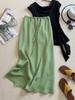 Korean Style Elastic Waist Tencel Midi Skirt - Women's Spring/Summer Drapey Casual Bodycon Skirt