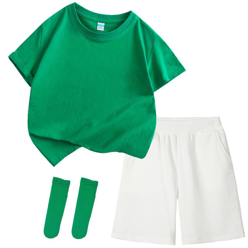 Colorful Children's Short Sleeve T-shirt Set for Kindergarten Sports and June 1st Performances.