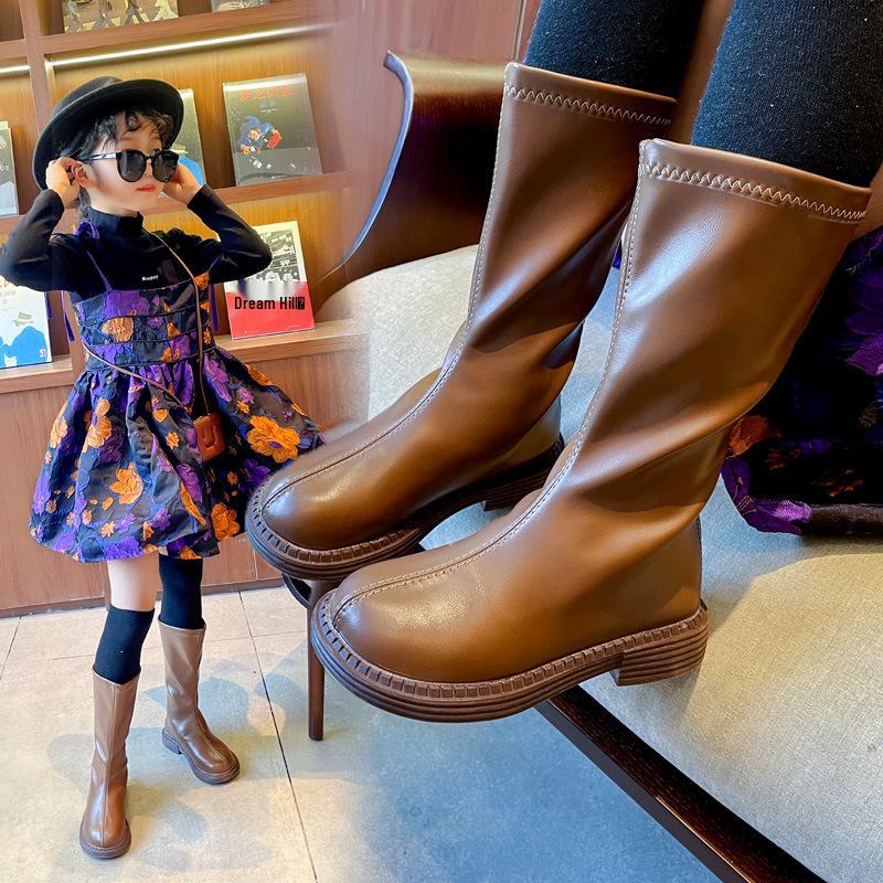 Stivali Princess Alti da Bambina - Pelle, Mezza Gamba, Comodi, Versatili per Autunno/Inverno