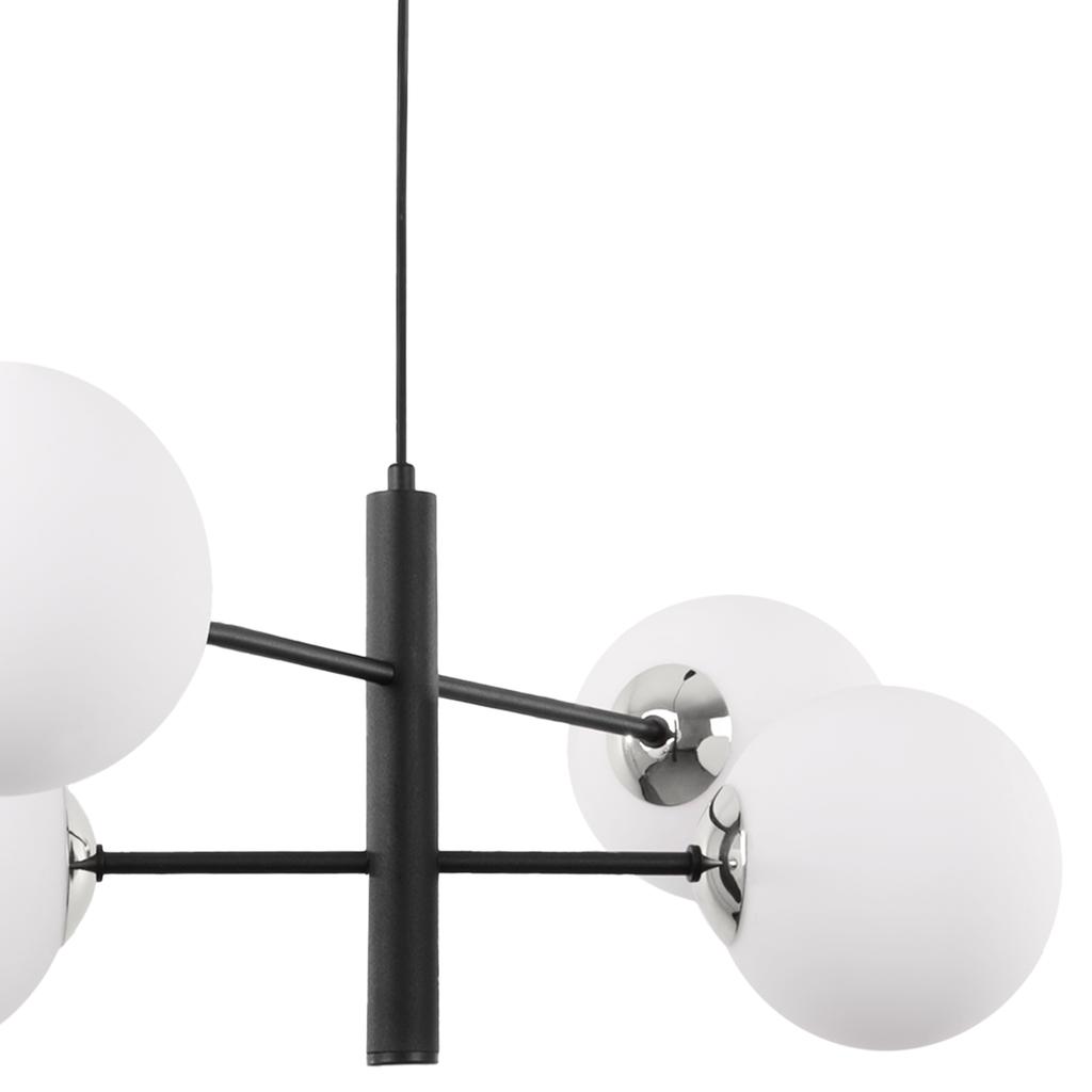 Vicenza Hanging Lamp Black-Chrome 4-Flat White Lampshade E14