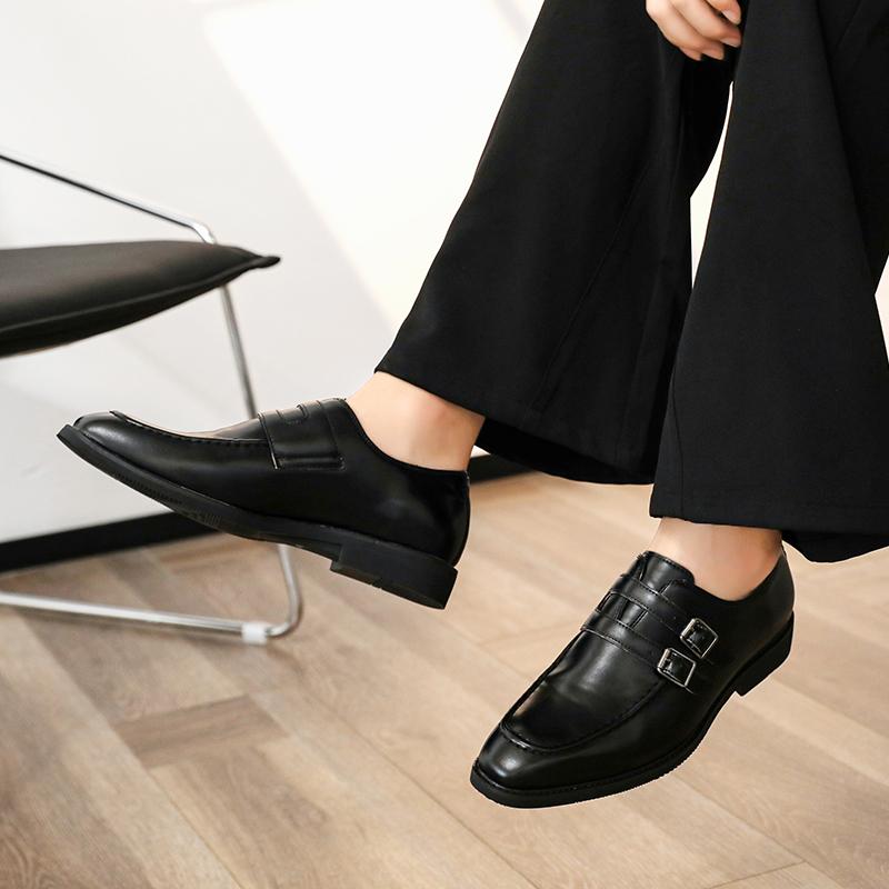 Marka Modowa Design z Podwójną Klamrą Eleganckie Skórzane Buty Codzienne Komfort Jakość Impreza Biznesowa Randka Skórzane Buty Niskie Męskie Mokasyny