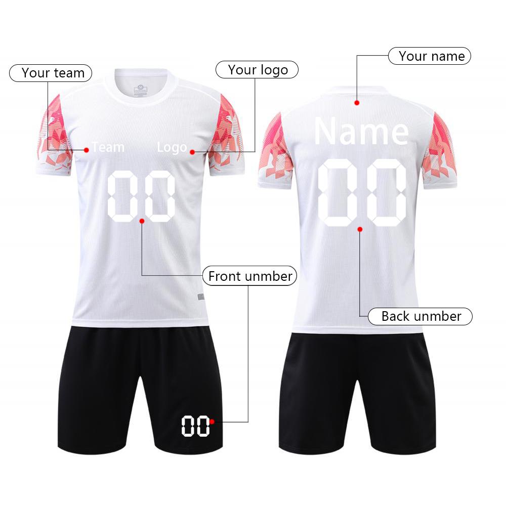Custom Soccer Jersey Set for Men and Youth Personalized Team Uniform with and Number Breathable Sportswear