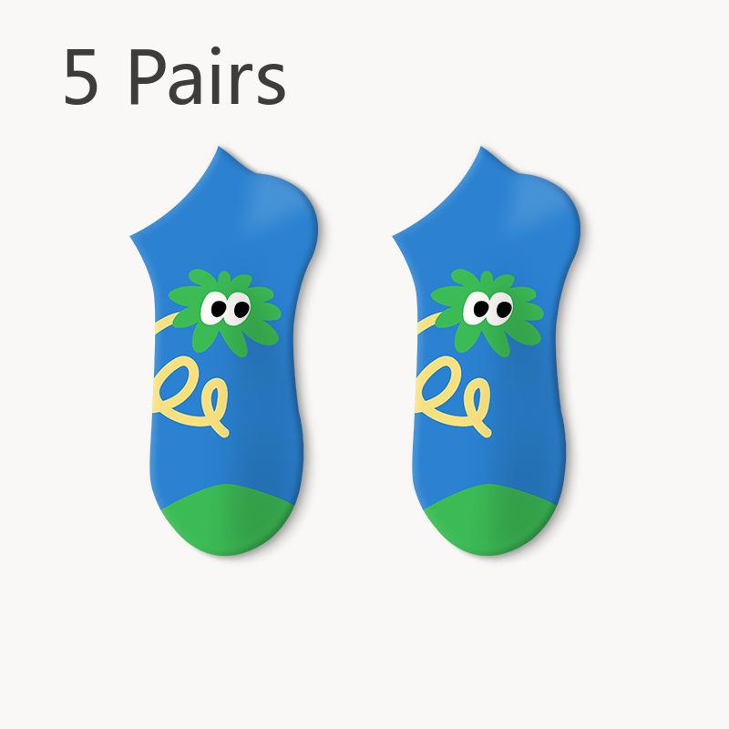 5 Pairs of Women's Summer Thin New Non Slip with Shallow Mouth Boat Socks