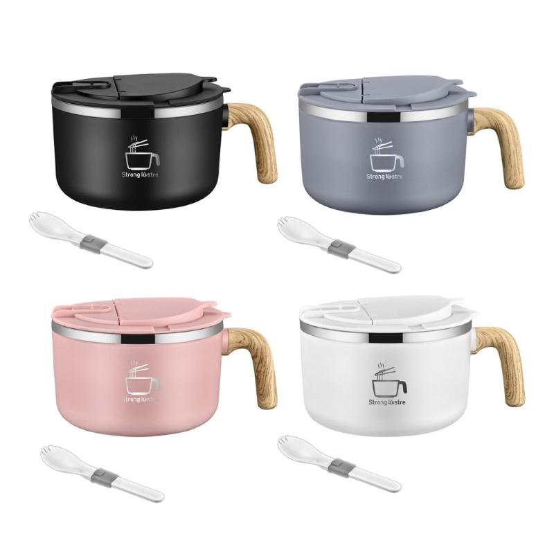 Portable Stainless Steel Noodles Bowl with Delicate Designs Durable Ramen Bowl for Home Office and School Use