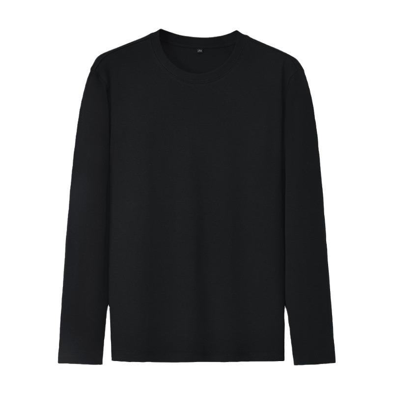 240g Double-Sided Liquid Ammonia Cotton Long Sleeve Unisex T-Shirt - New Solid Color Casual Base Layer for Autumn/Winter 2024