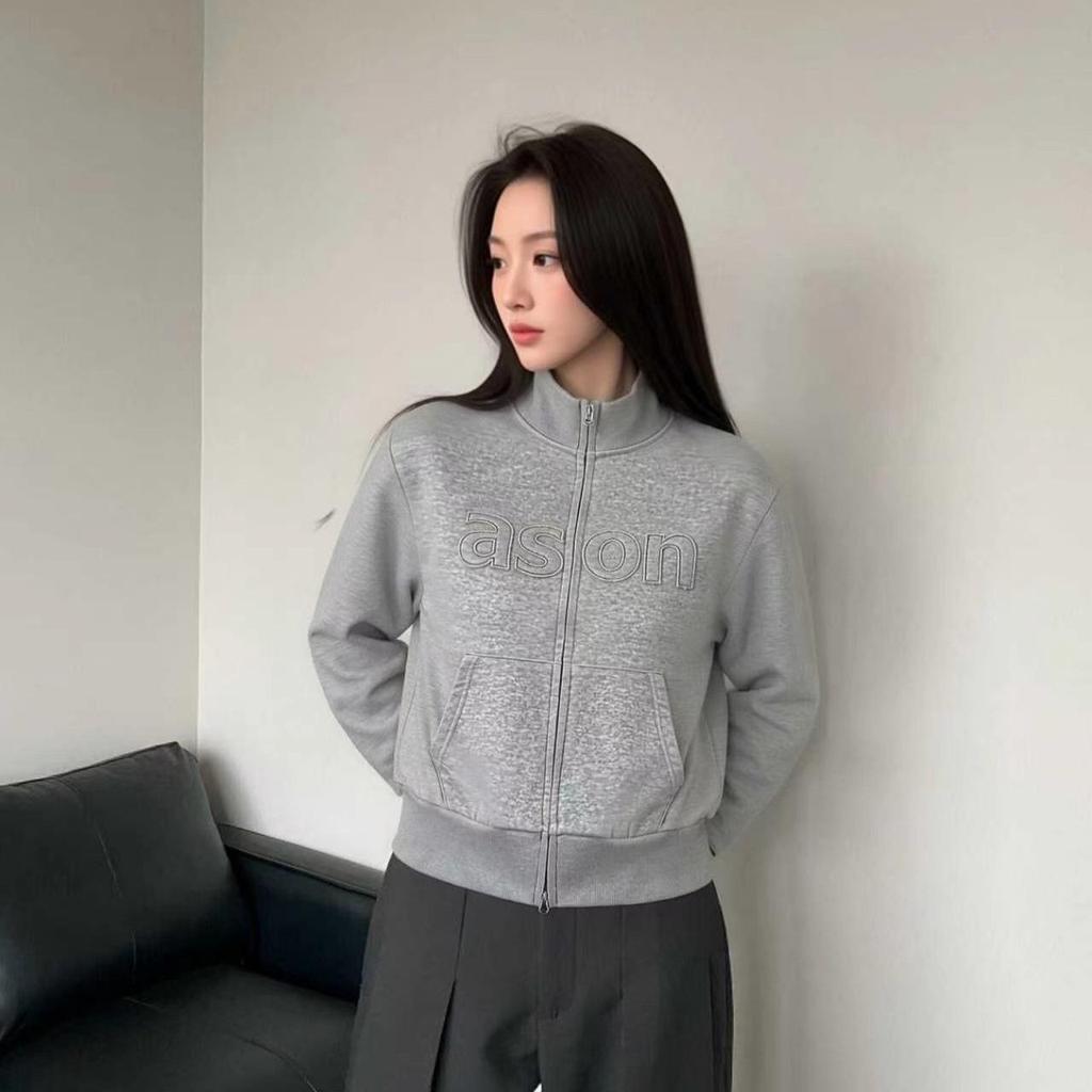 In-Stock Women's Trendy Korean Designer Embroidered Zipper Hoodie Jacket