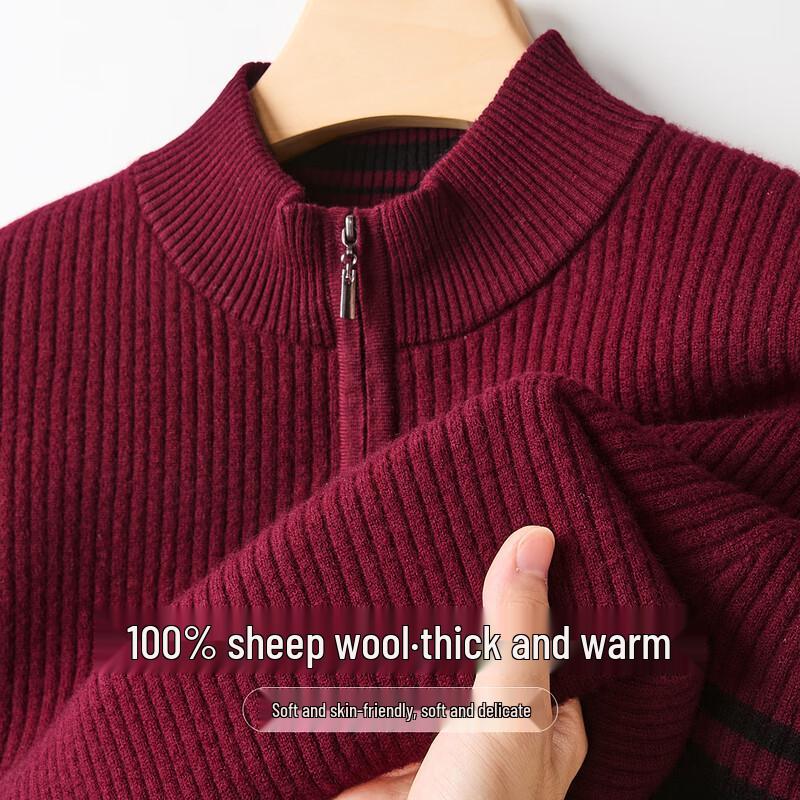 

Jinjv Men s 100% Pure Wool Striped Round Neck Pullover Sweater 3XL