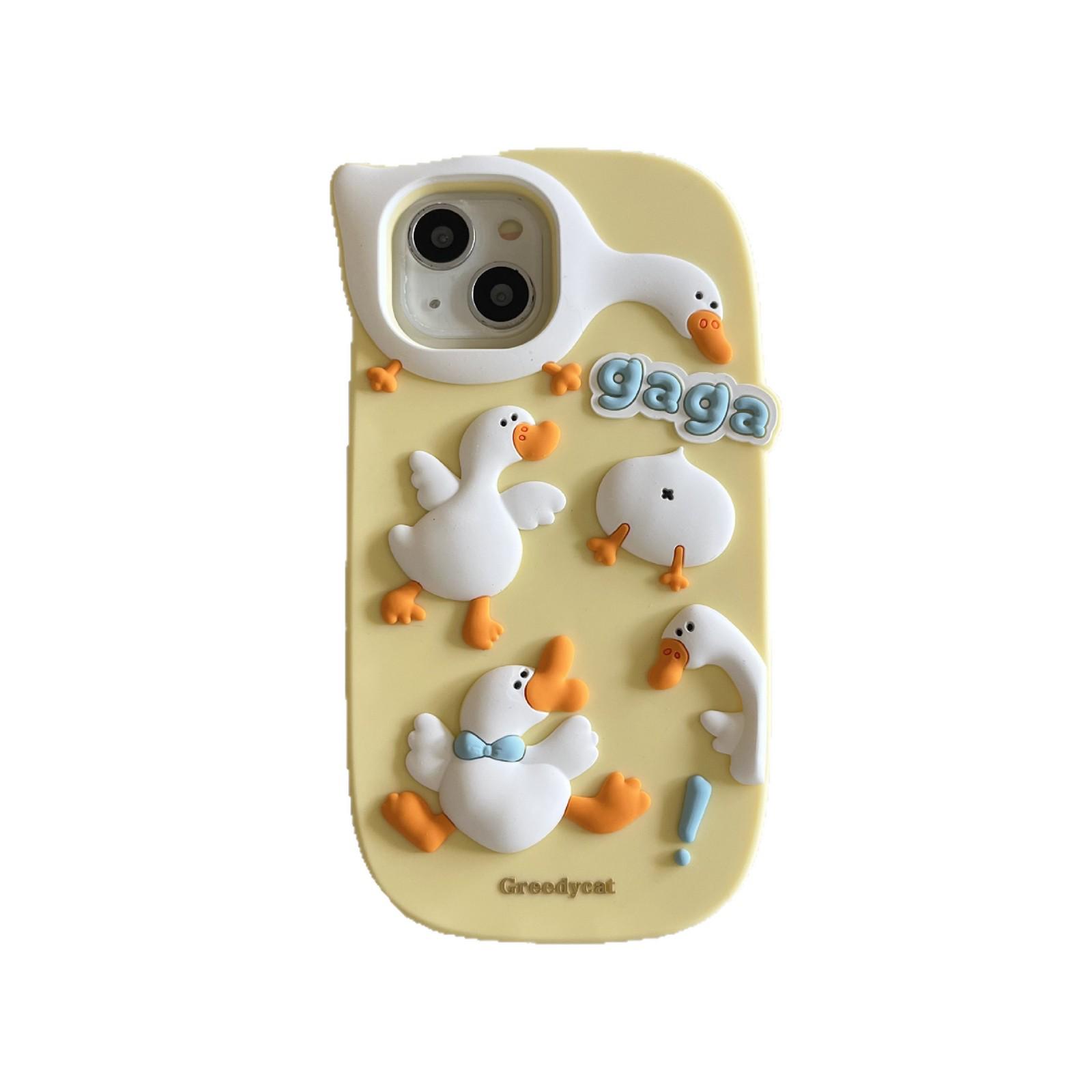 Cute Cartoon Duck Silicone Case for iPhone 13/14/15 Pro Max iPhone 13 Pro Max