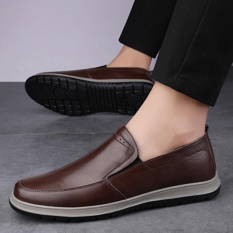 Fashionable Flat Bottomed Soft Comfort Travel Shoes Luxury Brand Genuine Leather Business Shoes High-Quality Mens Casual Loafers