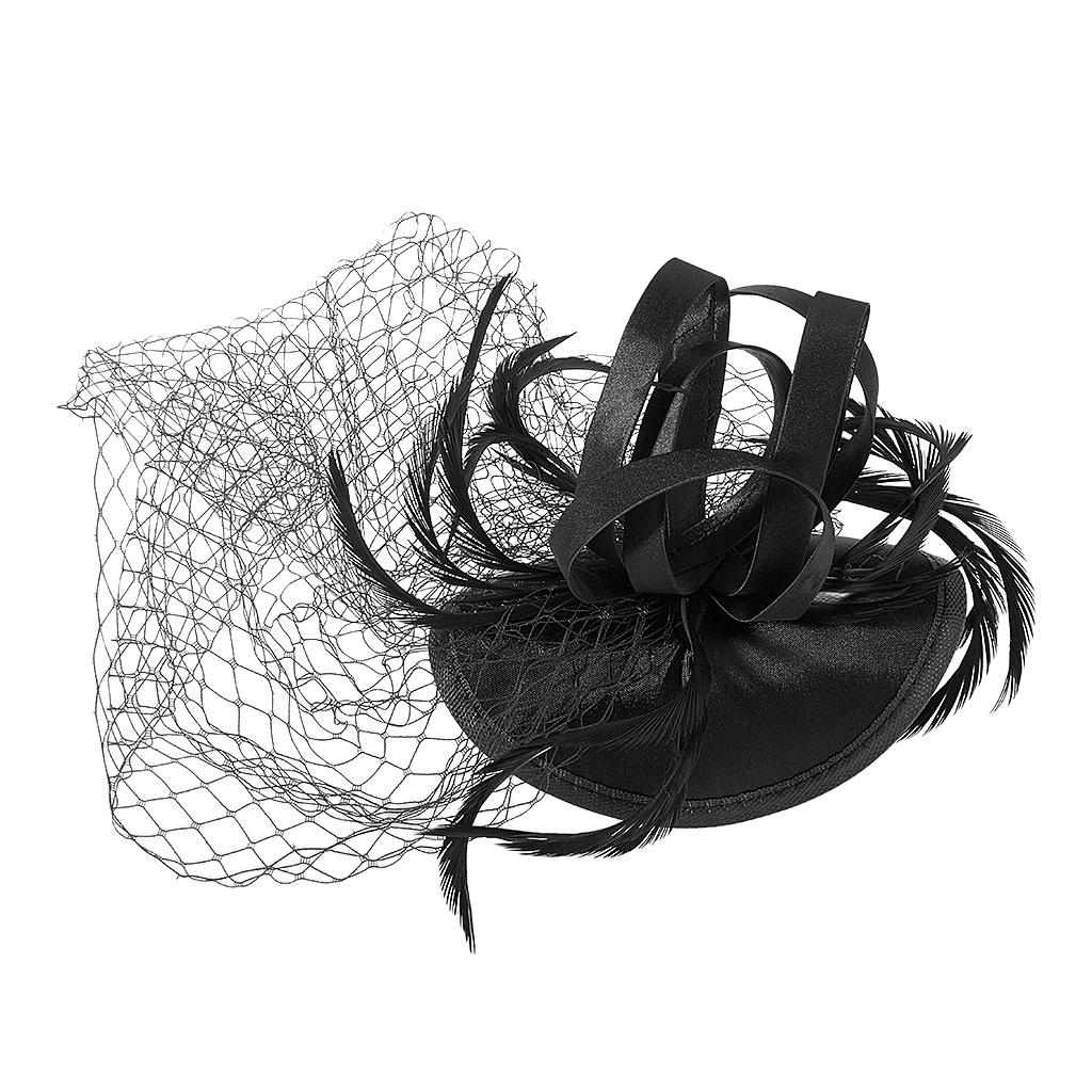 Women Girls Ladies Feather Fascinator Mesh Hairdressing Bridal Hair Clip Wedding Party Accessory