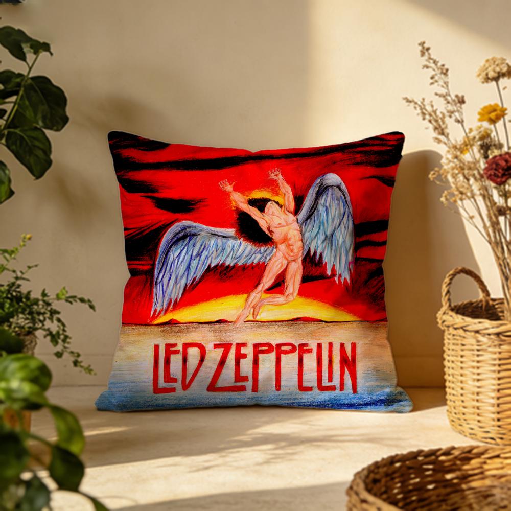 Trendy LLed Zeppelinew Cushion Cover Versatile DoubleSided Pillow Case Fit for Sofa Bed Car  Daily Decor