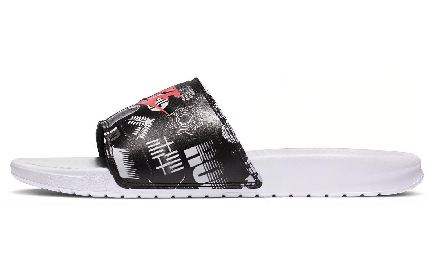 Nike Benassi Jdi Print White Black Slippers  White Black  631261-107 38.5